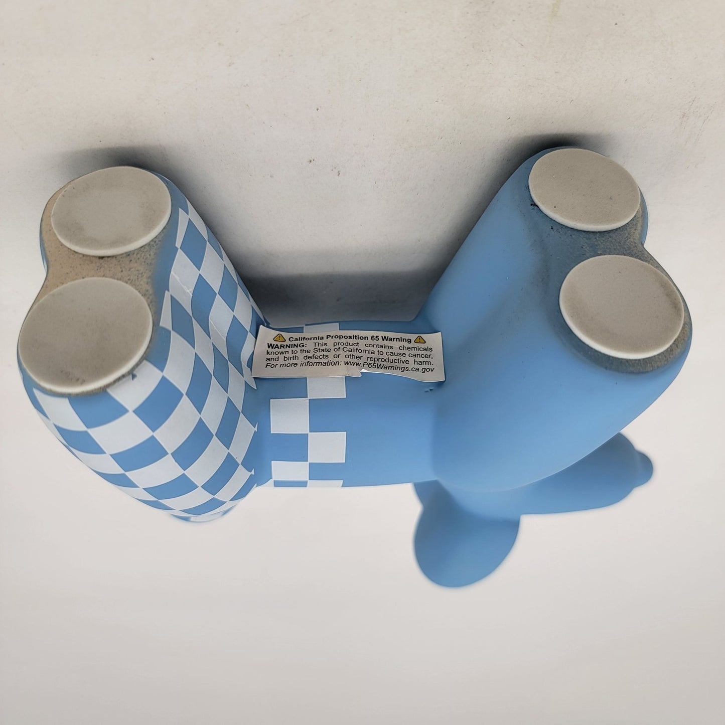 Matte Blue Checkered Balloon Animal Dog Figurine