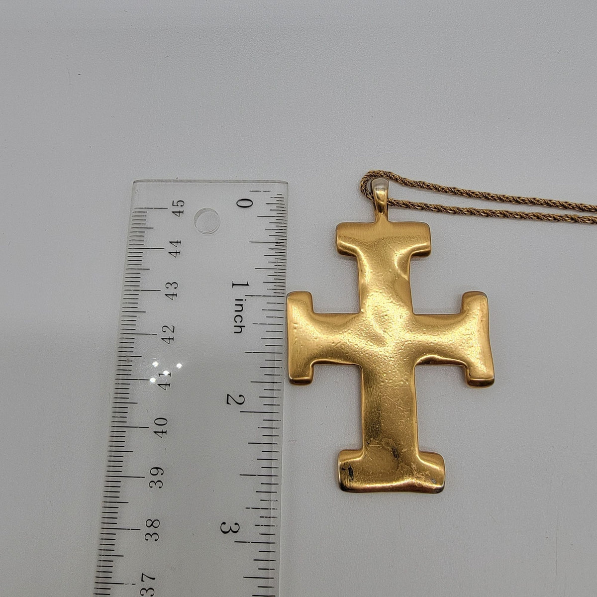 1980's Anne Klein Couture Modernist Cross Pendant Necklace