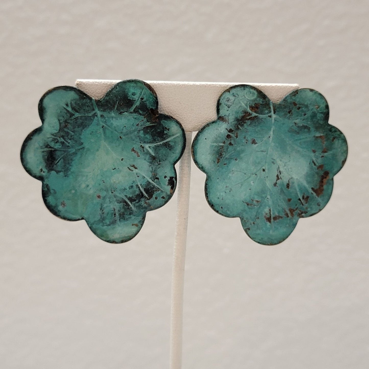 Lily Pad Patina Copper Earrings
