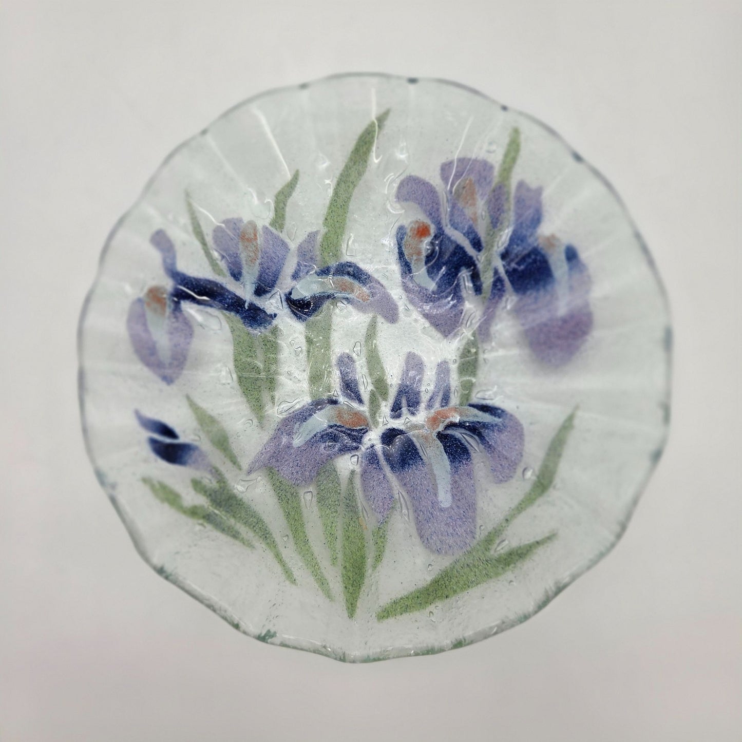 Sydenstricker Fused Glass Purple & Orange Iris Bowl