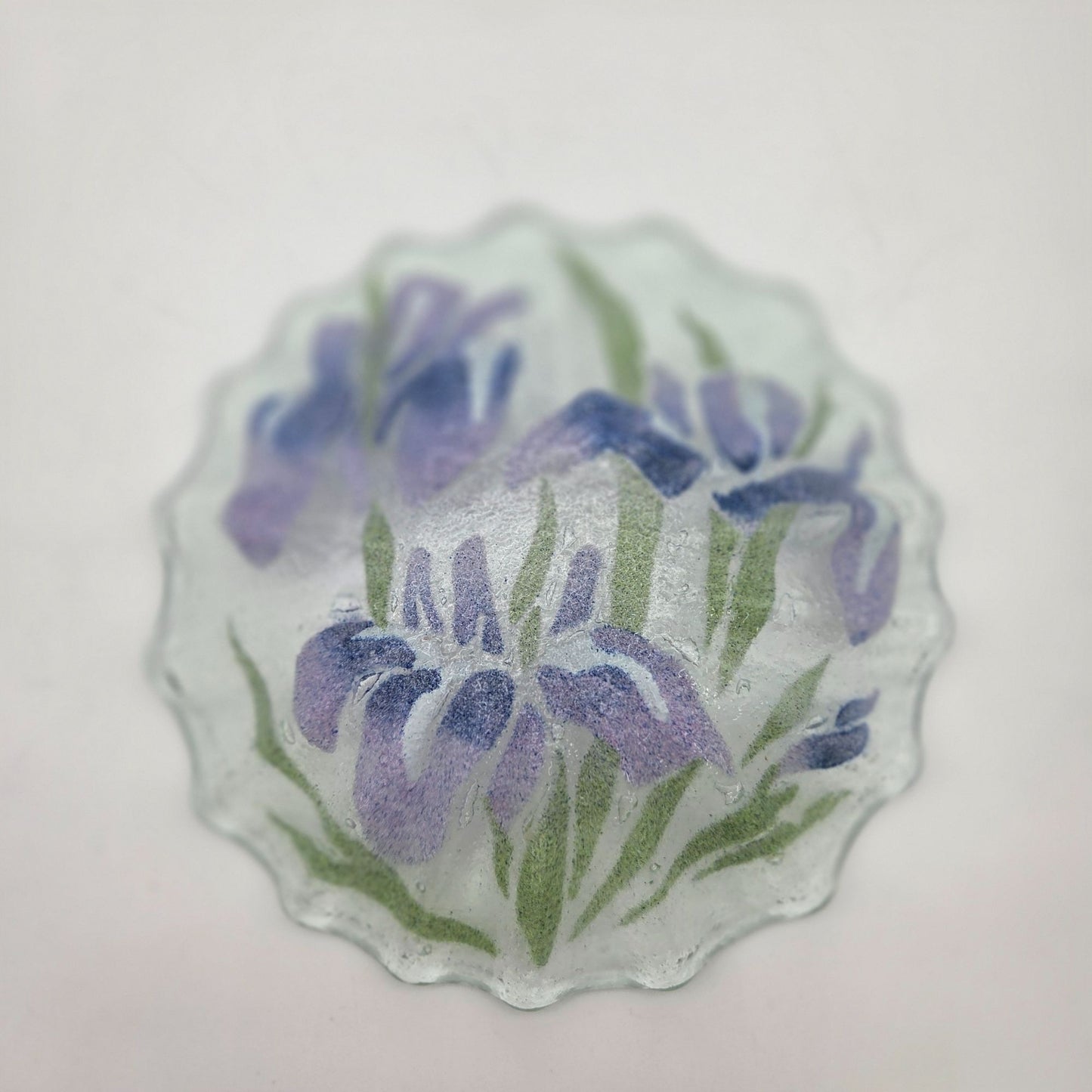 Sydenstricker Fused Glass Purple & Orange Iris Bowl