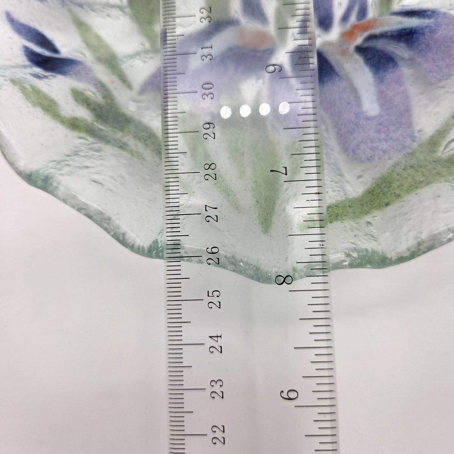 Sydenstricker Fused Glass Purple & Orange Iris Bowl