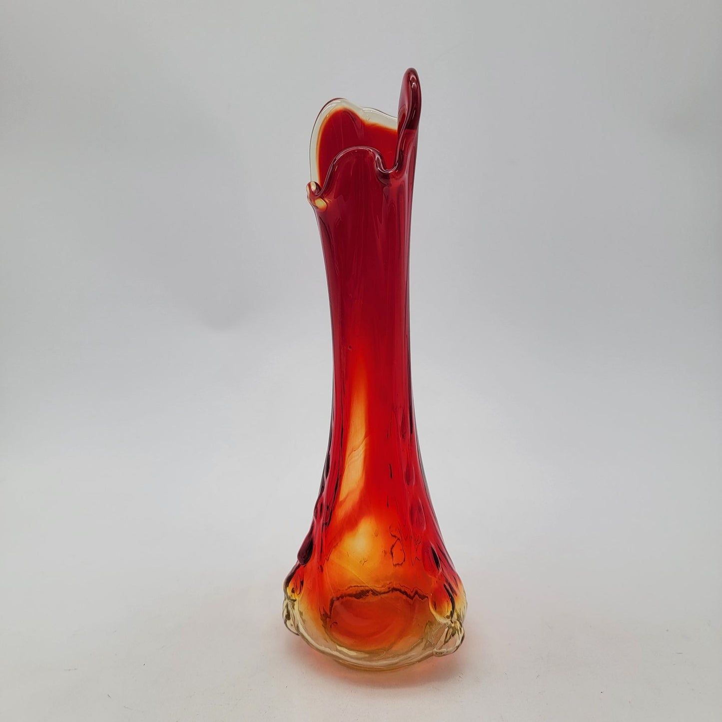 Mid-Century Amberina Glass Swung Vase