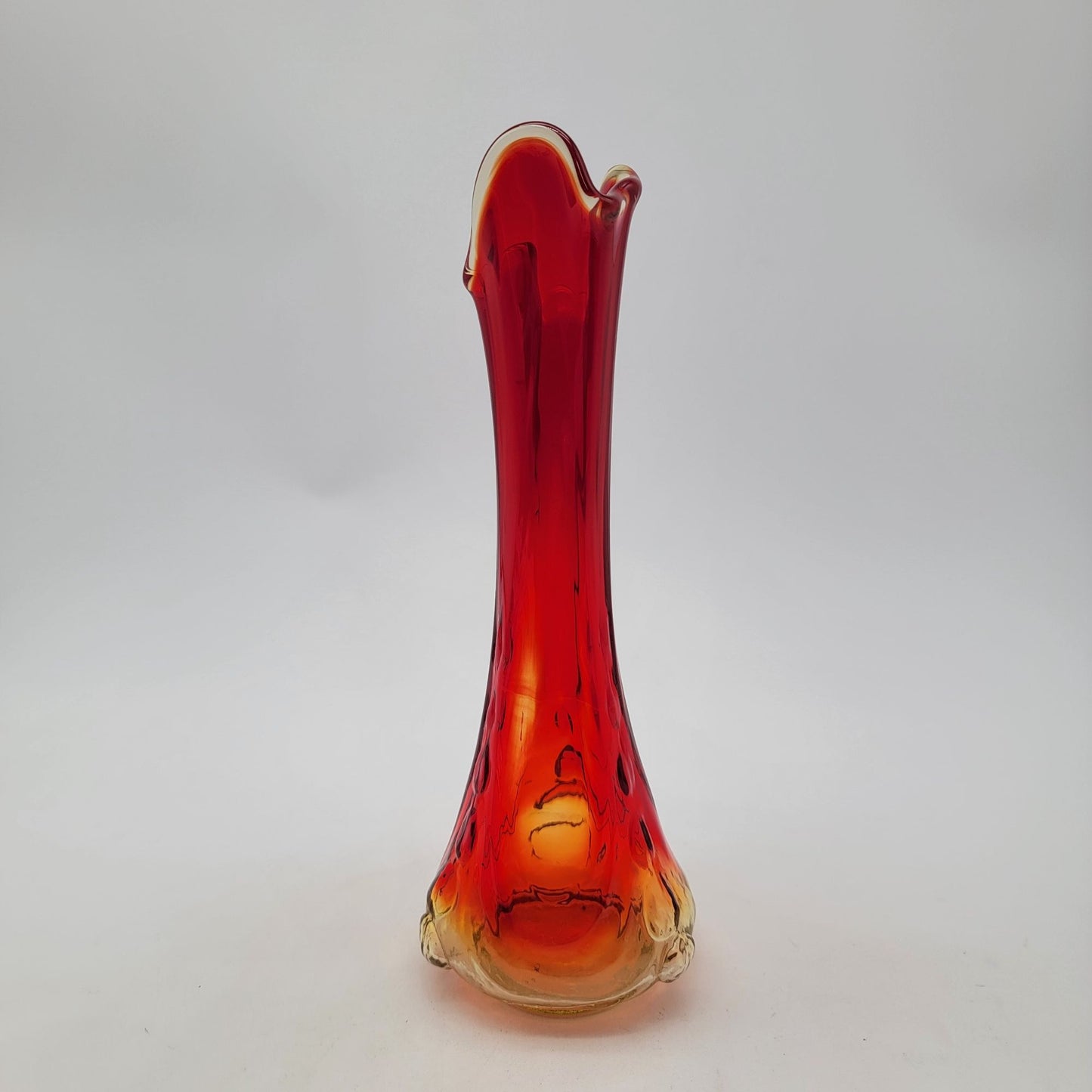 Mid-Century Amberina Glass Swung Vase