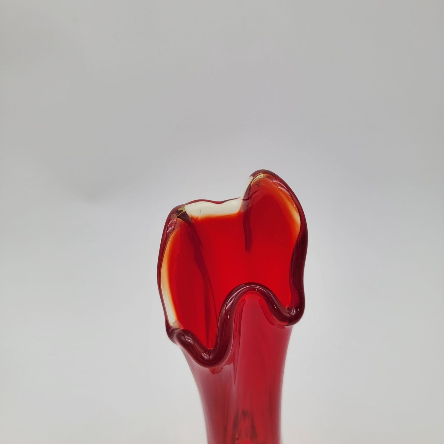Mid-Century Amberina Glass Swung Vase