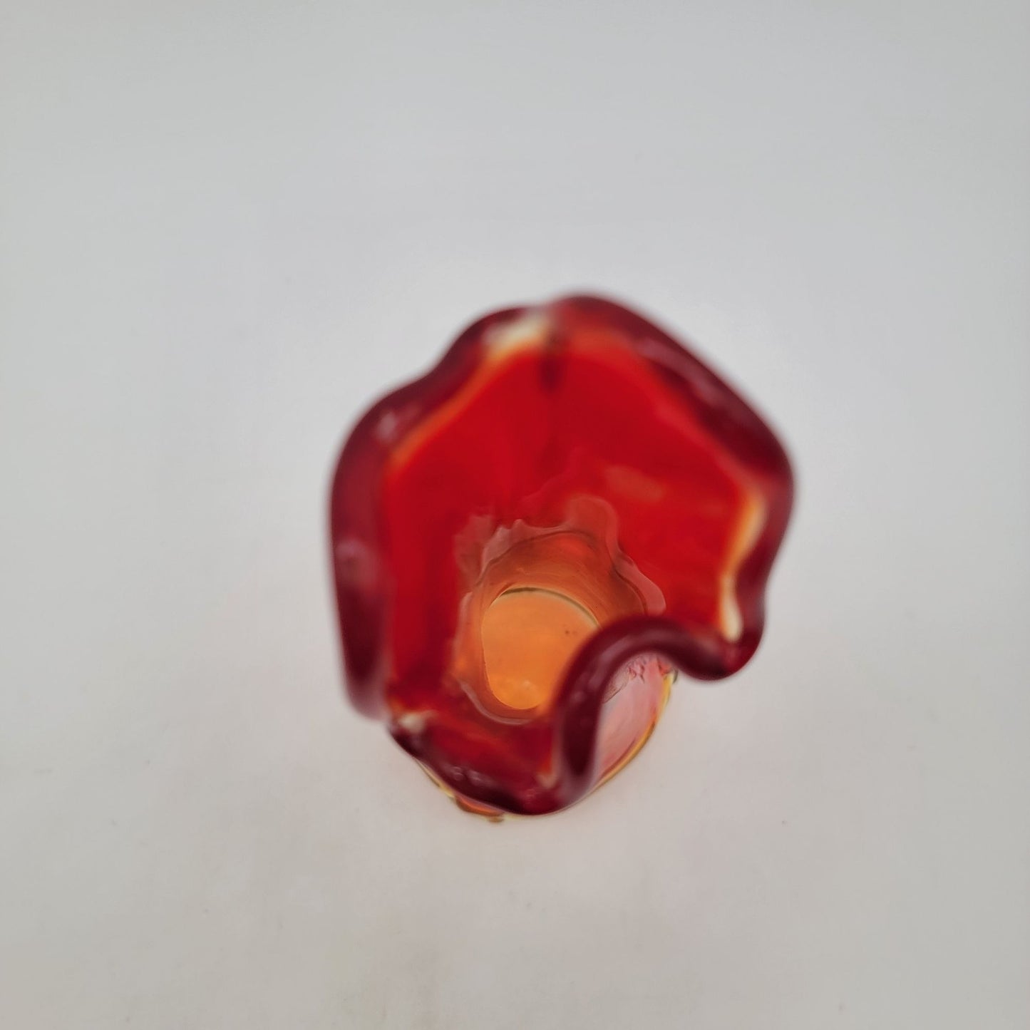 Mid-Century Amberina Glass Swung Vase