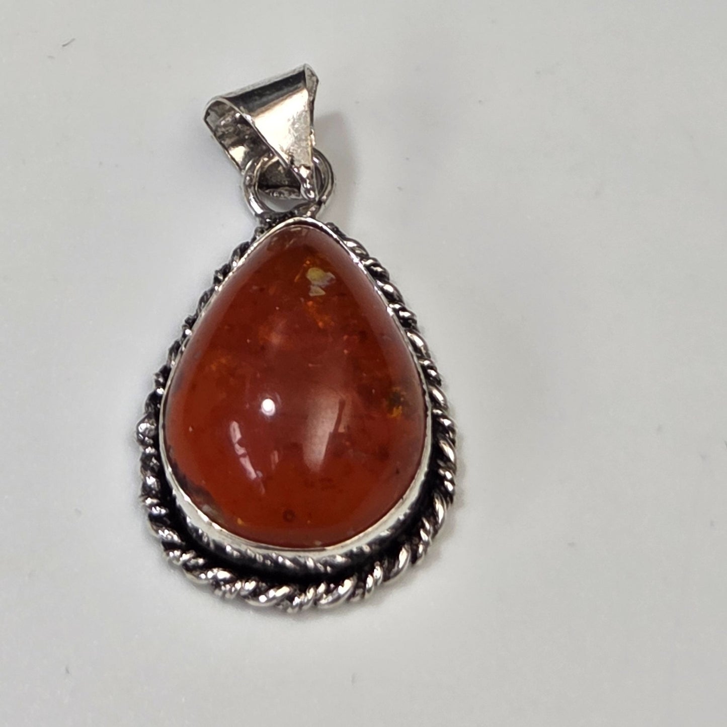 Natural Amber Teardrop Pendant