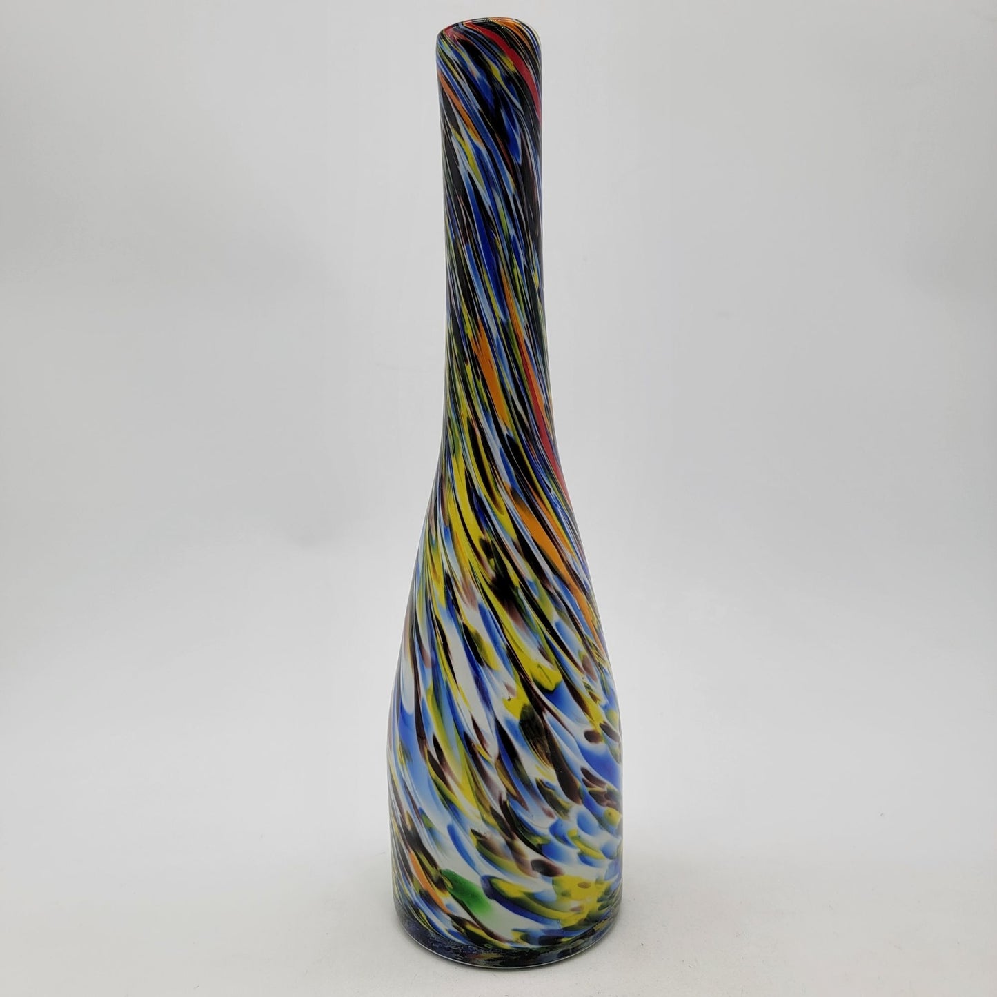 Colorful Confetti Swirl Art Glass Bottle Tall Vase