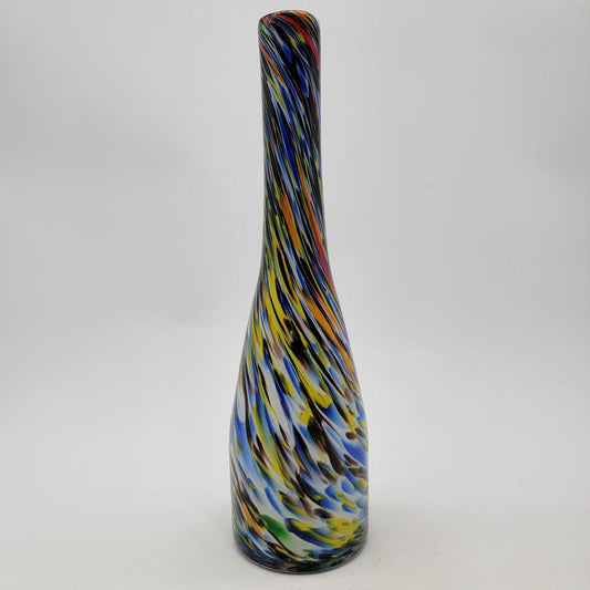 Colorful Confetti Swirl Art Glass Bottle Tall Vase