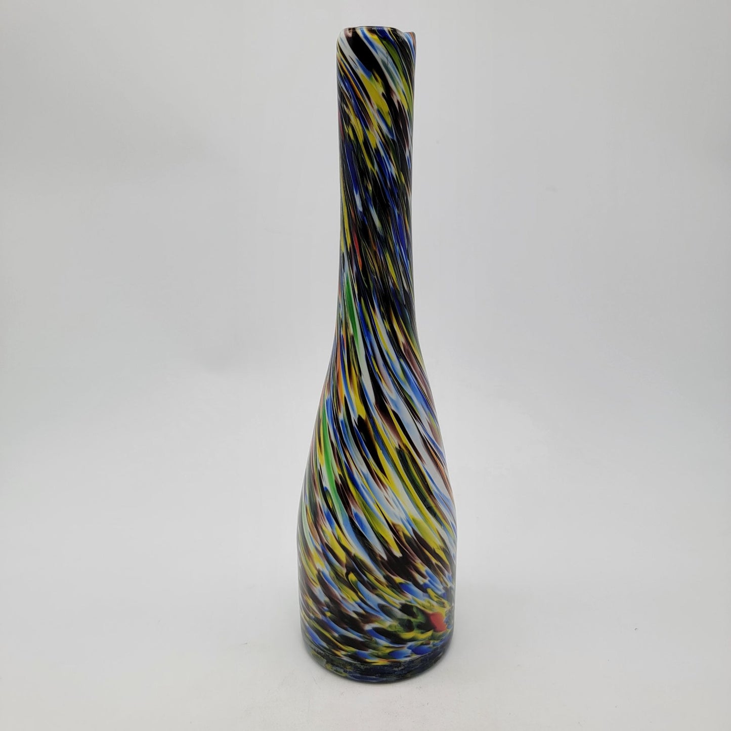Colorful Confetti Swirl Art Glass Bottle Tall Vase