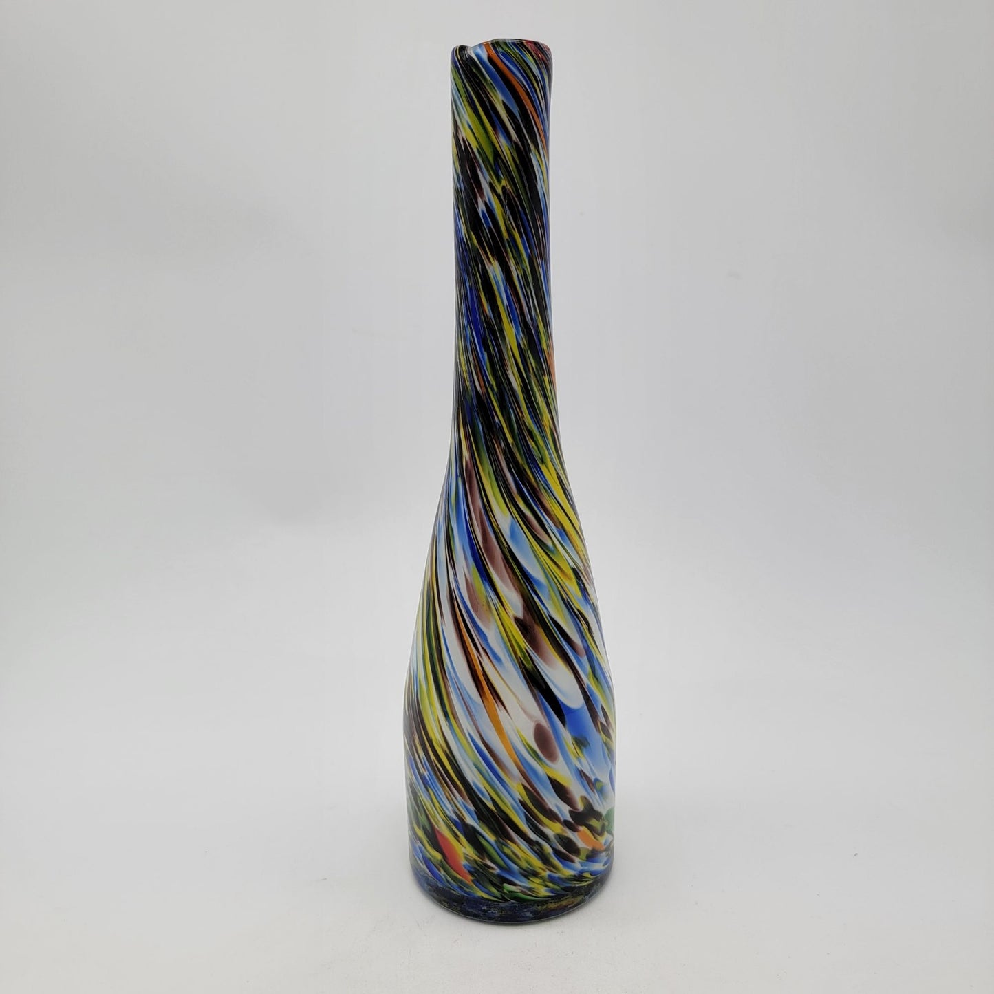 Colorful Confetti Swirl Art Glass Bottle Tall Vase