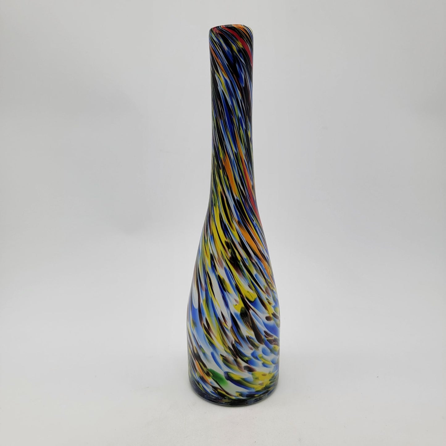 Colorful Confetti Swirl Art Glass Bottle Tall Vase