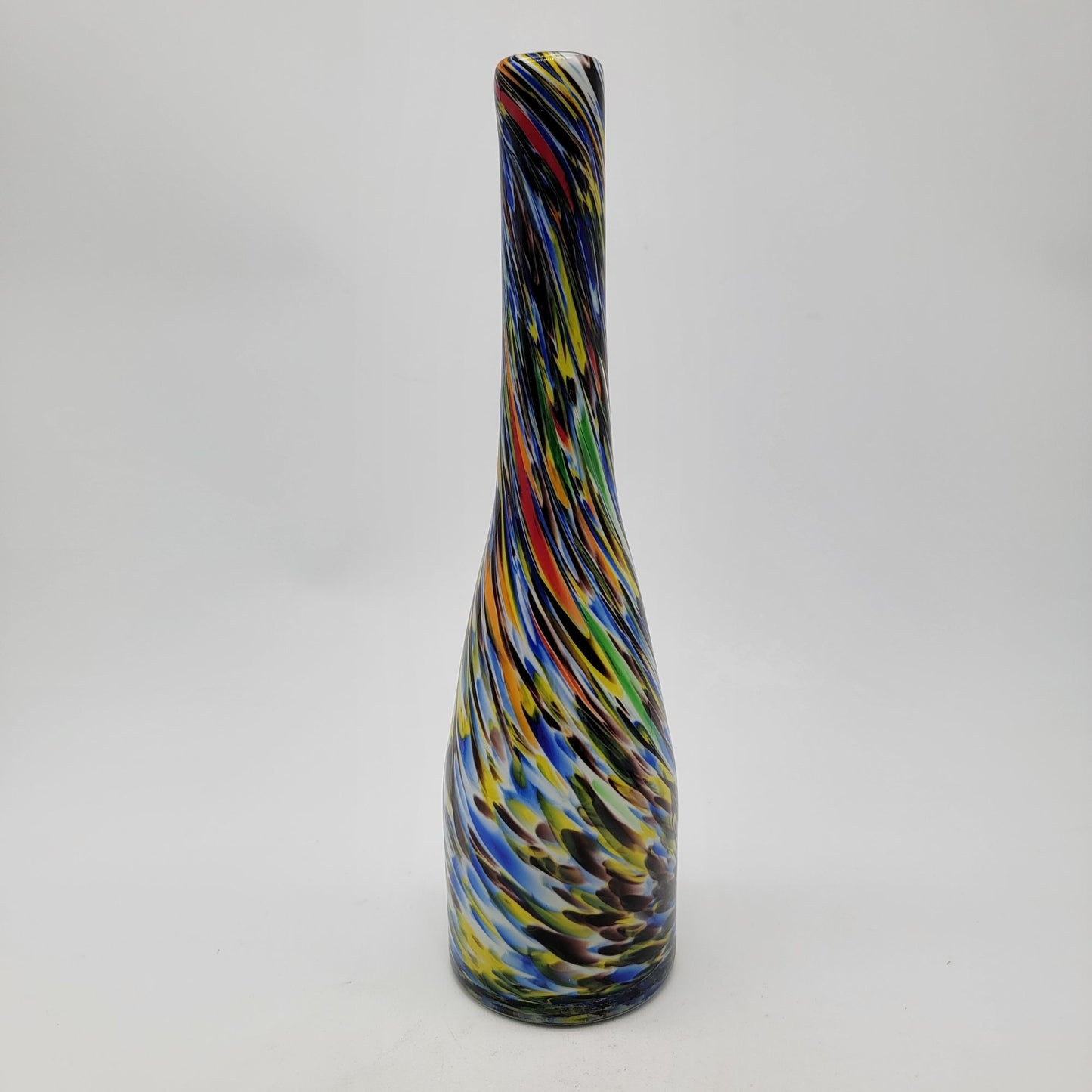 Colorful Confetti Swirl Art Glass Bottle Tall Vase