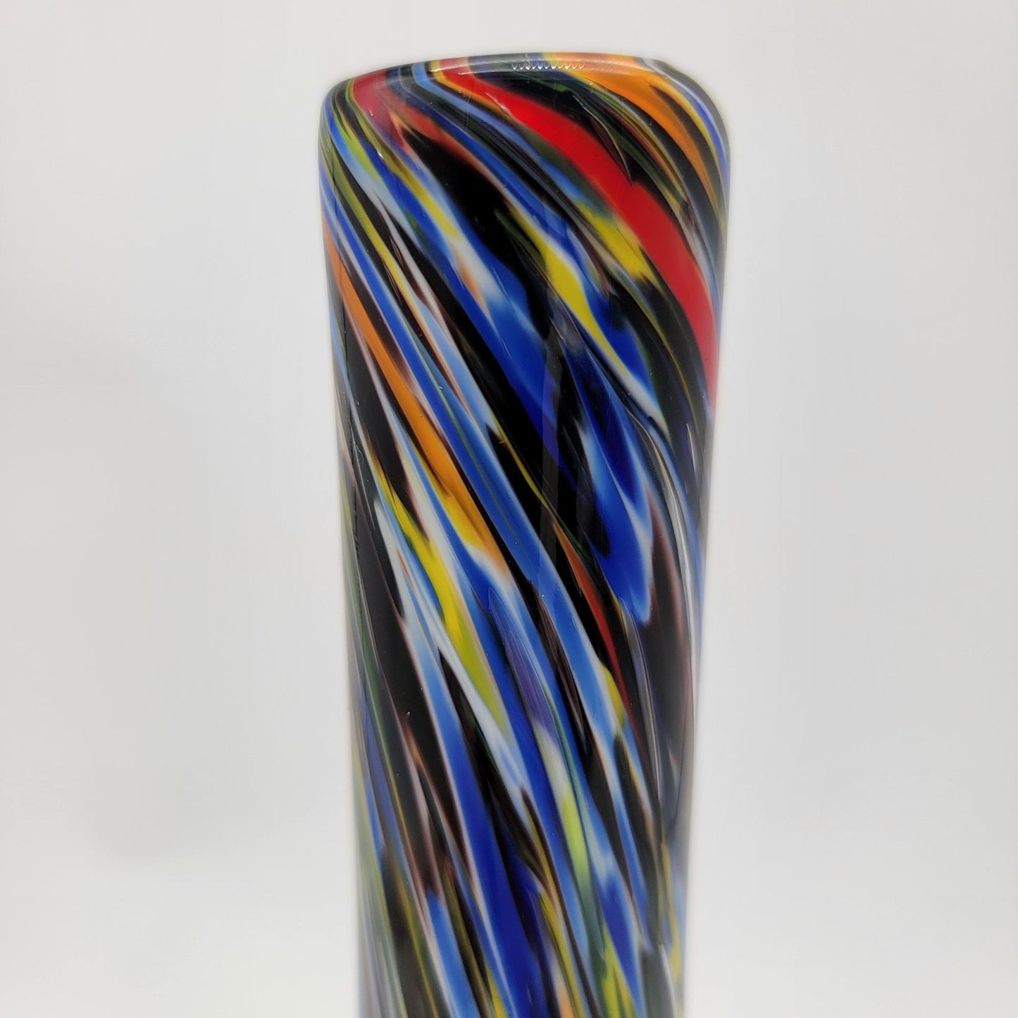 Colorful Confetti Swirl Art Glass Bottle Tall Vase