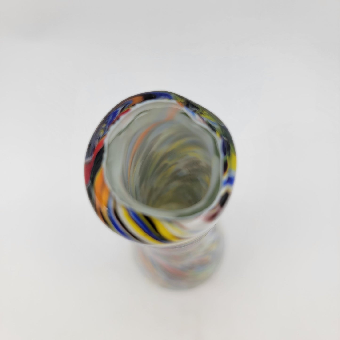Colorful Confetti Swirl Art Glass Bottle Tall Vase