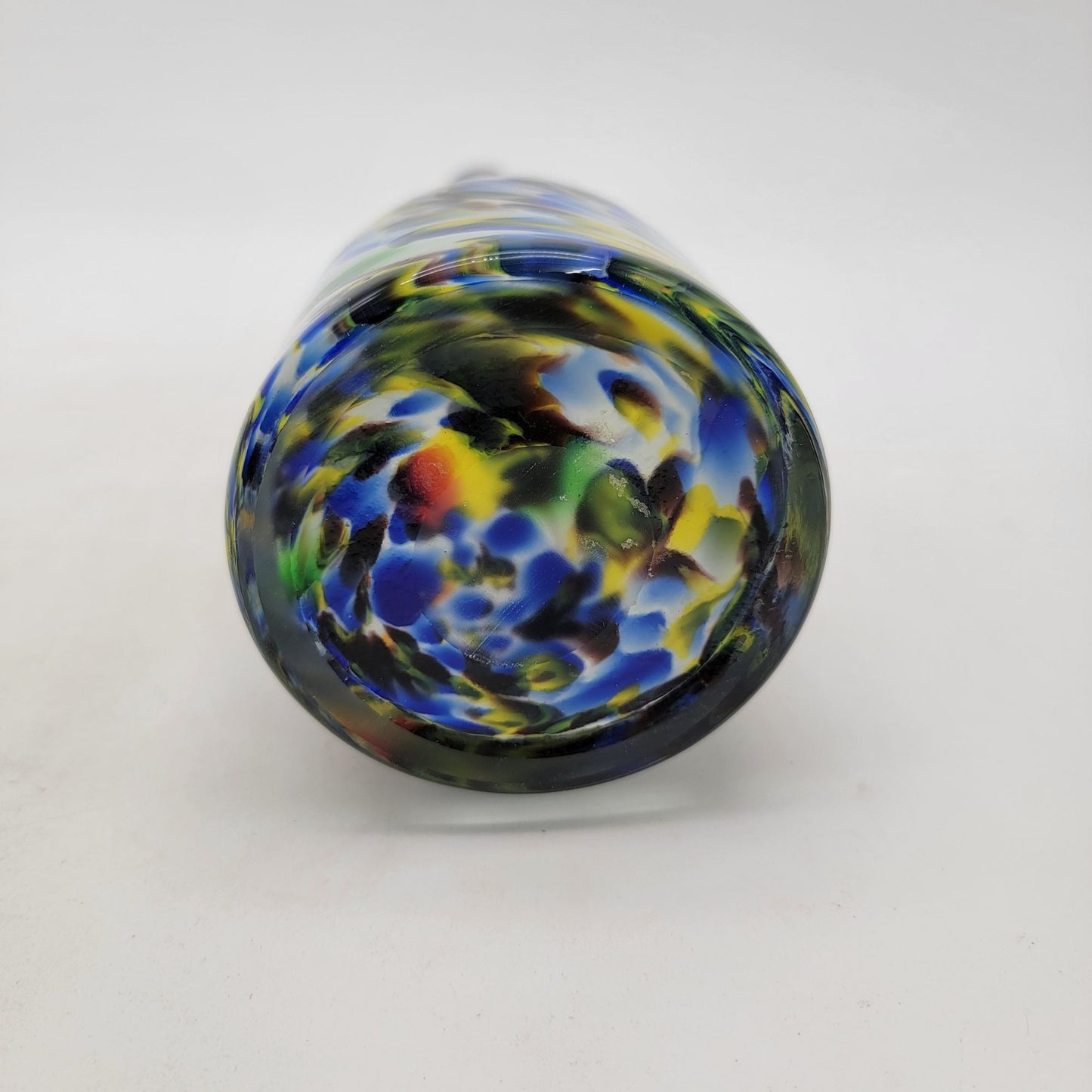 Colorful Confetti Swirl Art Glass Bottle Tall Vase