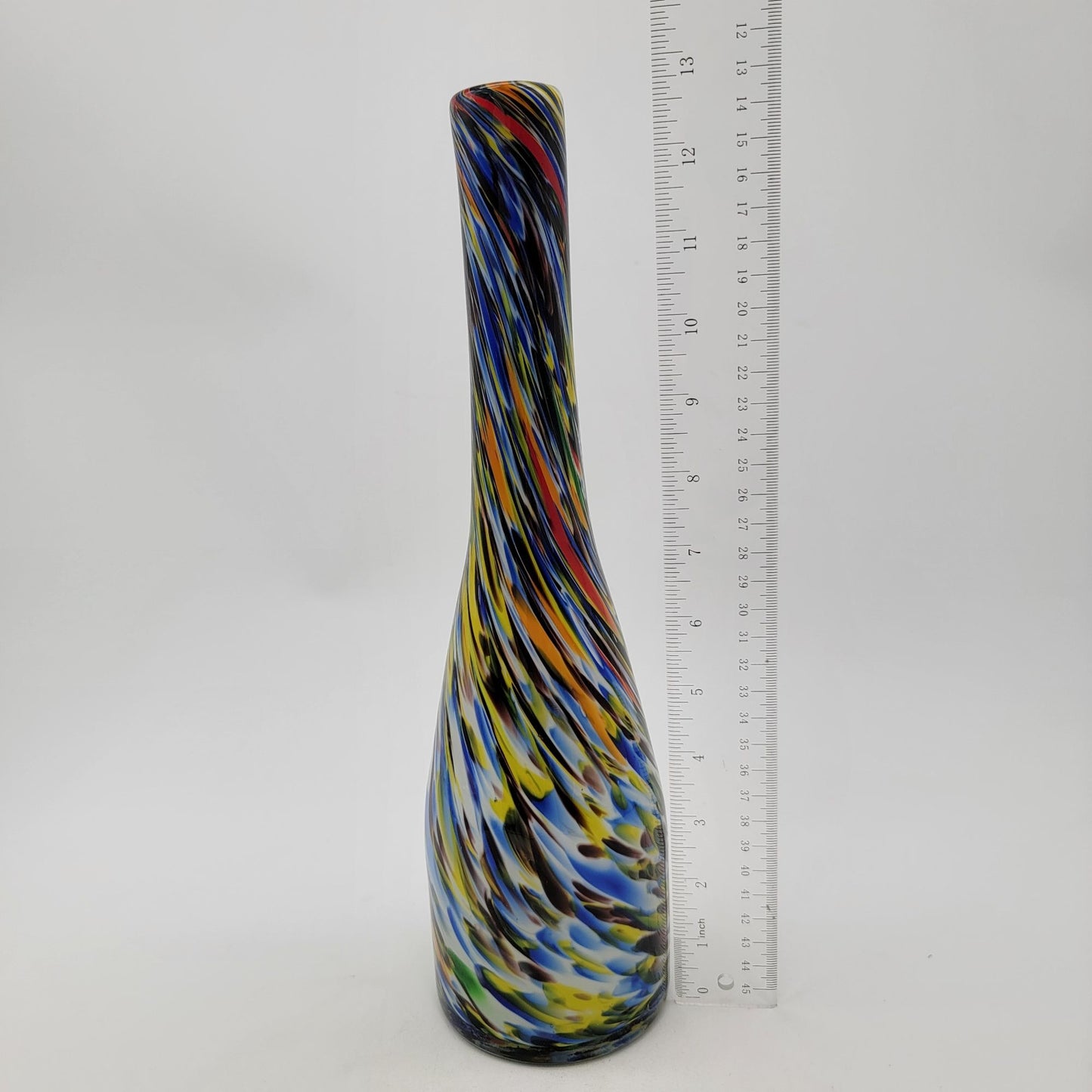 Colorful Confetti Swirl Art Glass Bottle Tall Vase