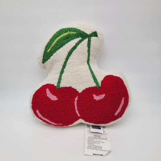 Embroidered Cherries Decorative Throw Pillow -NEW