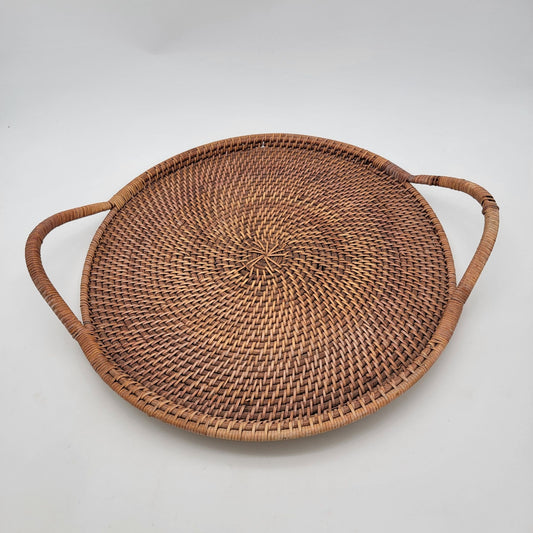 Woven Selections By The Pampered Chef Rattan Serving Tray With Handles