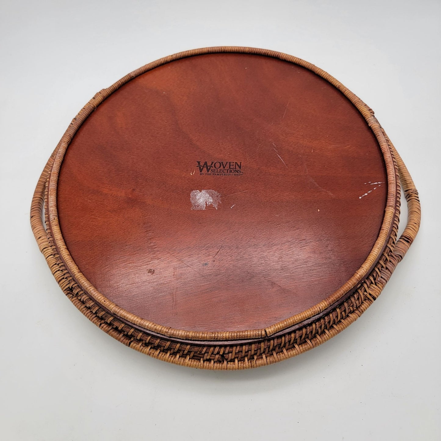 Woven Selections By The Pampered Chef Rattan Serving Tray With Handles