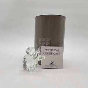 Swarovski Silver Crystal Baby Elephant Figurine With Box & Certificate