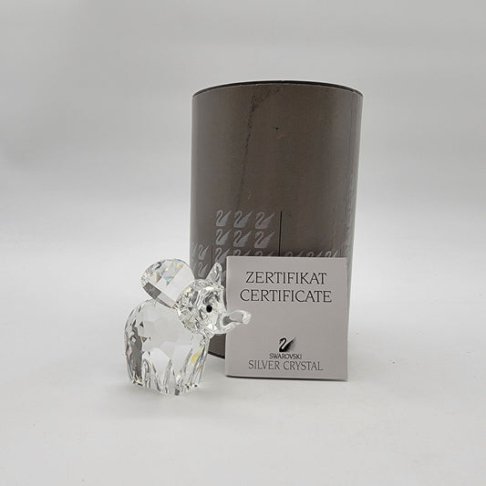 Swarovski Silver Crystal Baby Elephant Figurine With Box & Certificate