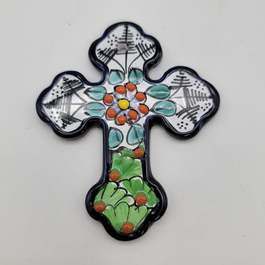 Hand-Painted Talavera Mexican Pottery Cross