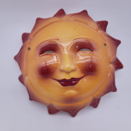 Vintage Handpainted Happy Sun Mask Wall Hanging No String