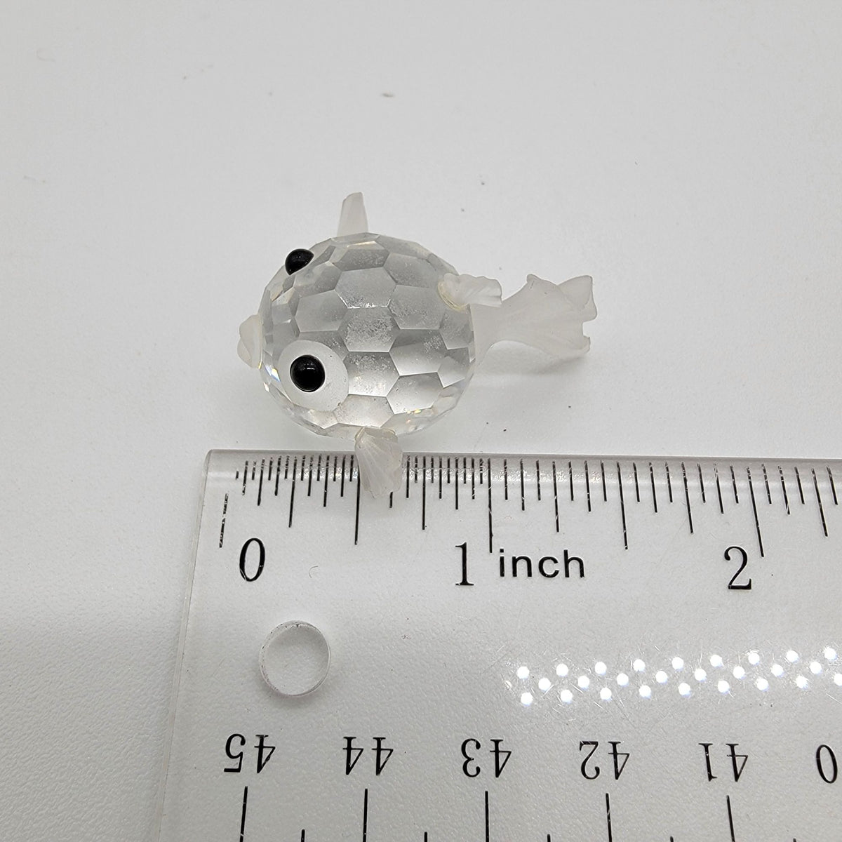 Swarovski Silver Crystal Retired Blow Puffer Fish Figurine With Box