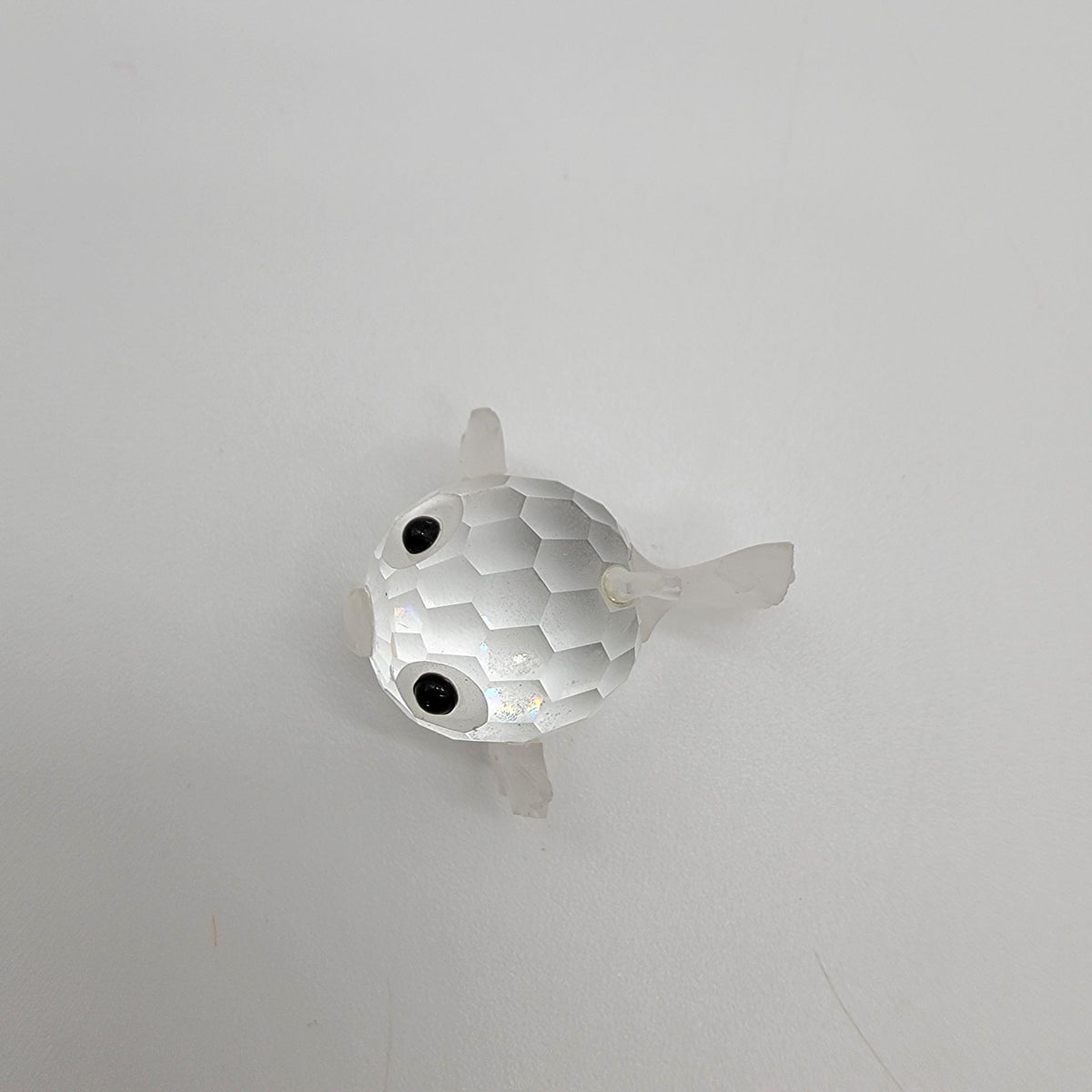 Swarovski Silver Crystal Retired Blow Puffer Fish Figurine With Box