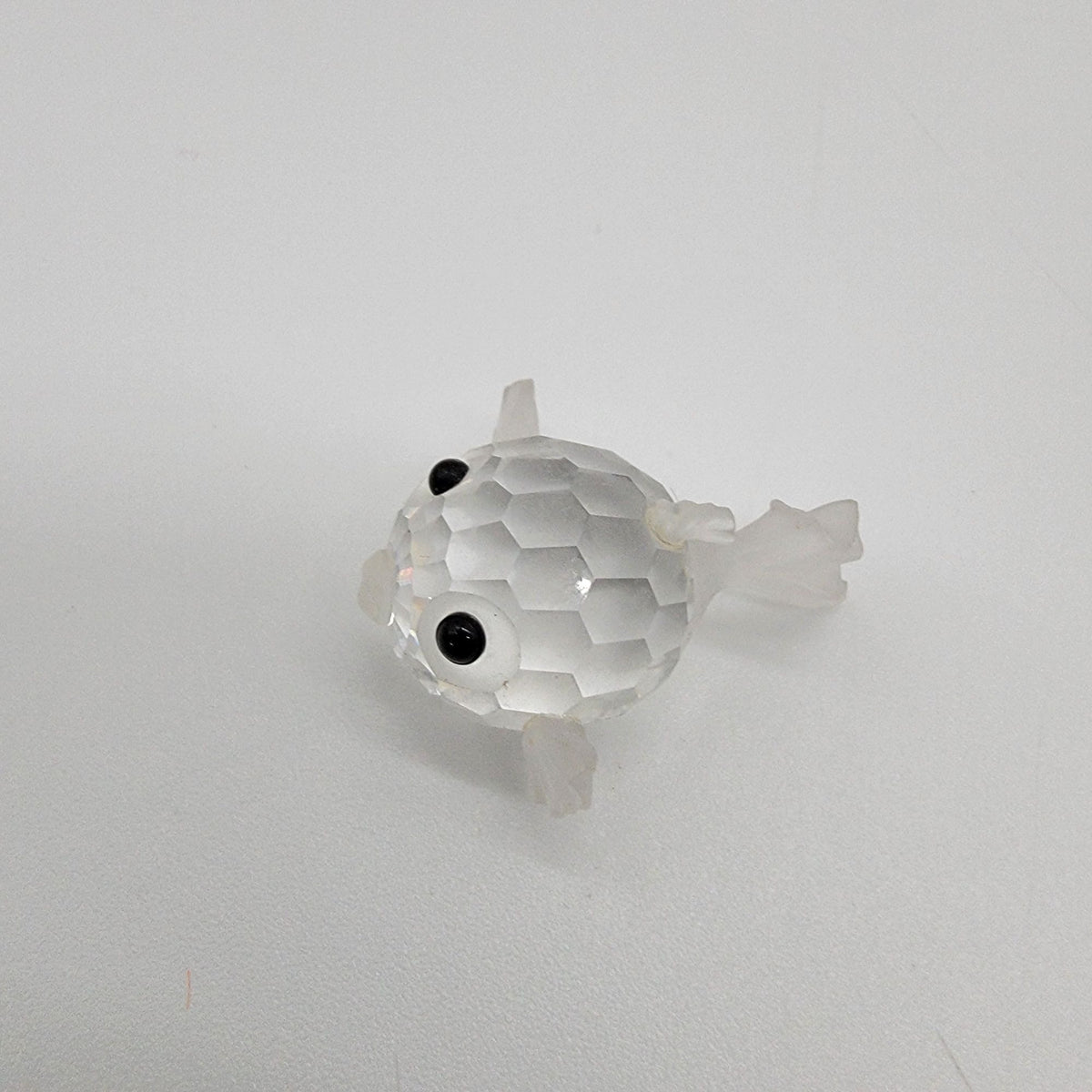 Swarovski Silver Crystal Retired Blow Puffer Fish Figurine With Box