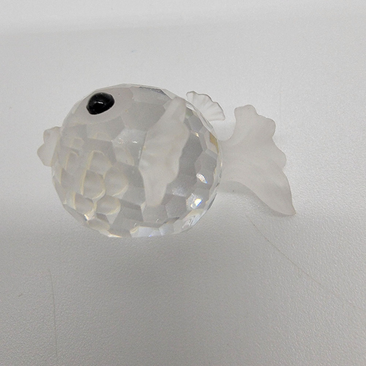 Swarovski Silver Crystal Retired Blow Puffer Fish Figurine With Box