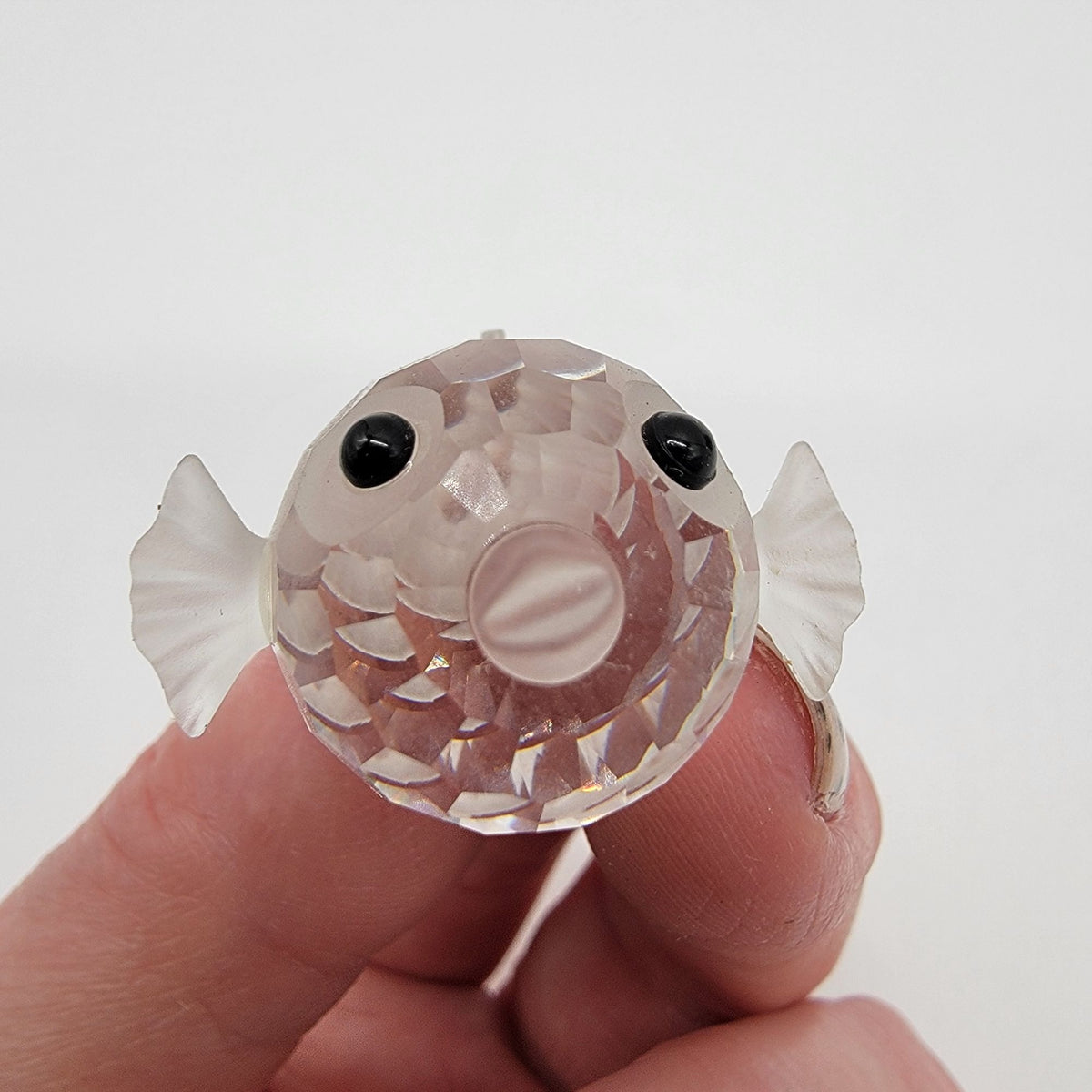 Swarovski Silver Crystal Retired Blow Puffer Fish Figurine With Box