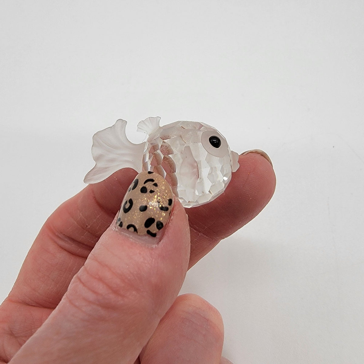 Swarovski Silver Crystal Retired Blow Puffer Fish Figurine With Box
