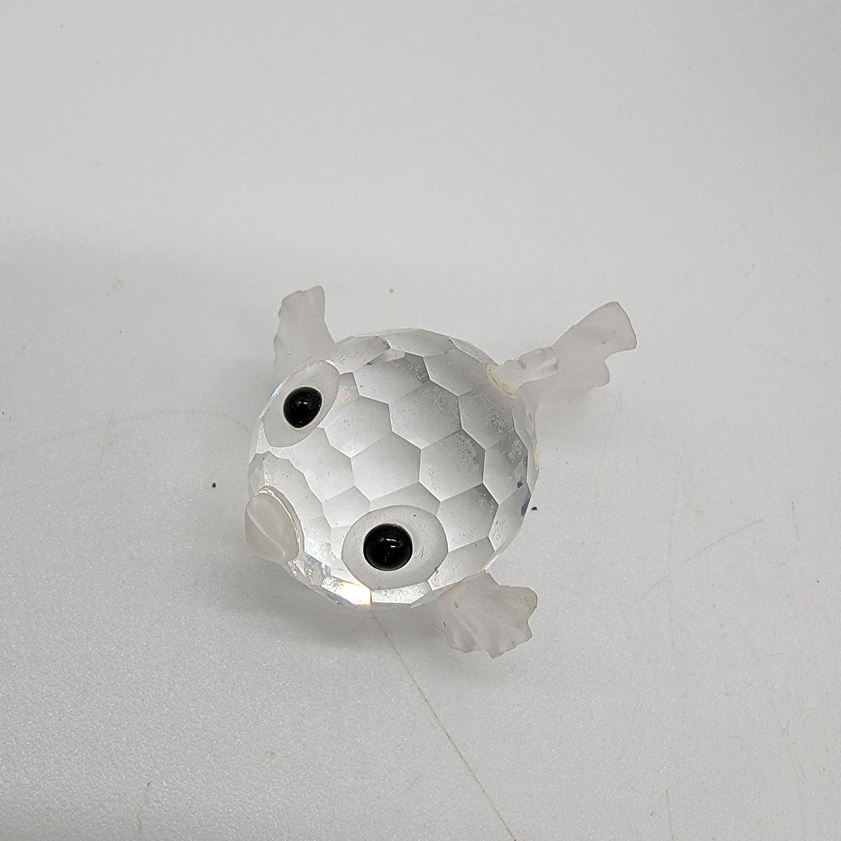 Swarovski Silver Crystal Retired Blow Puffer Fish Figurine With Box