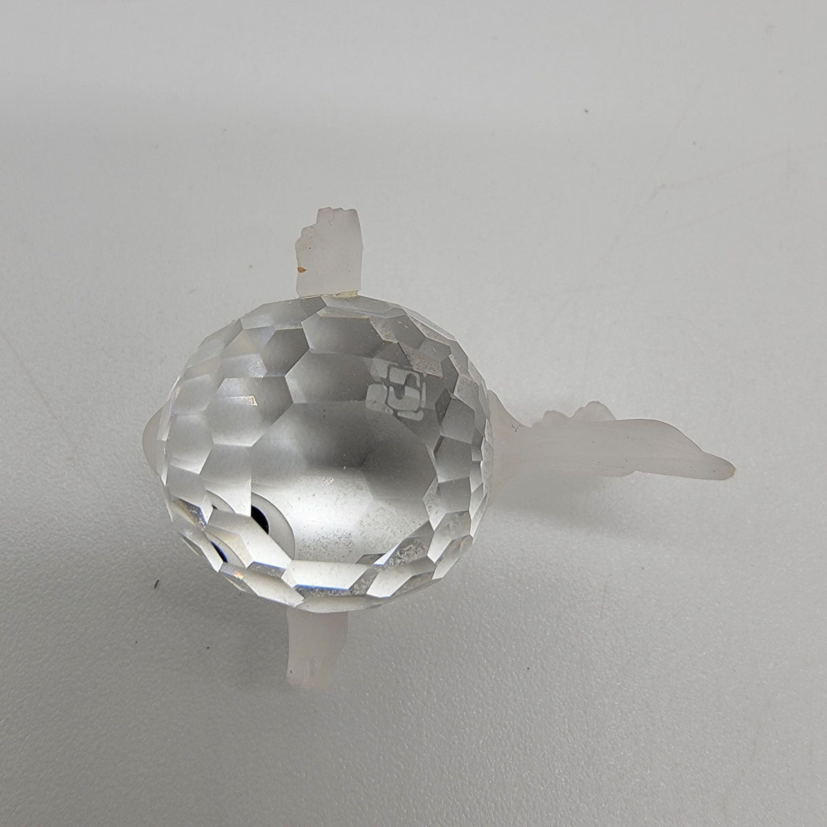Swarovski Silver Crystal Retired Blow Puffer Fish Figurine With Box