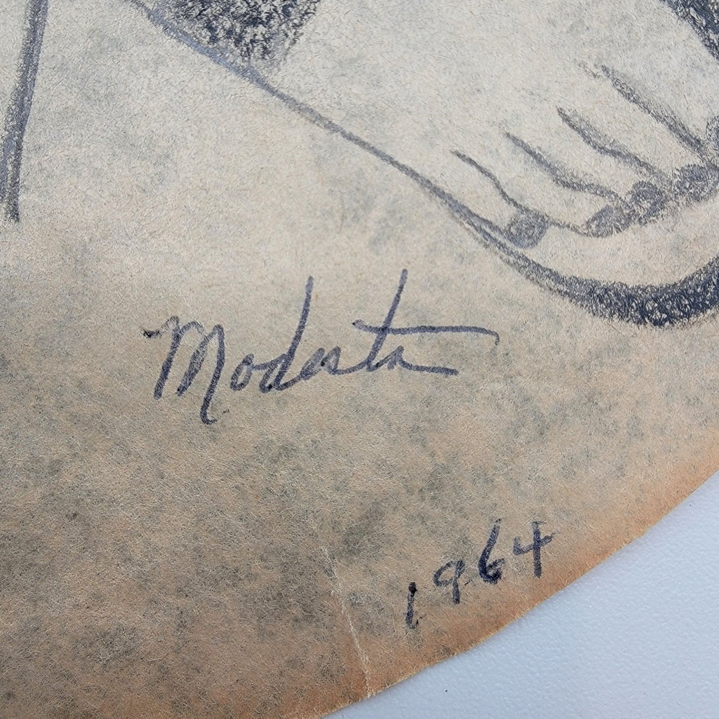 1964 Vintage Signed Modart Mother & Child Pencil Drawing