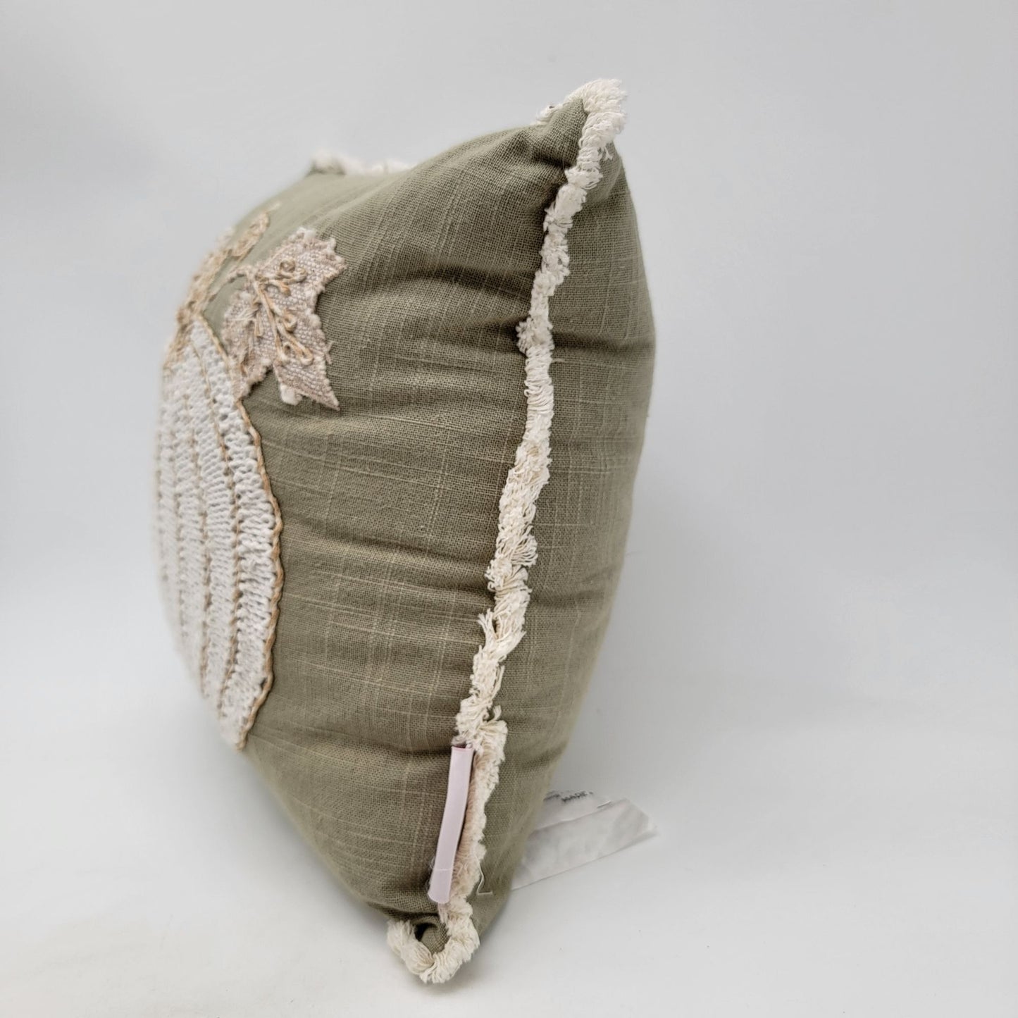 Set Of 2 Harvest Moon Embroidered Cream Pumpkin Decorative Throw Pillows