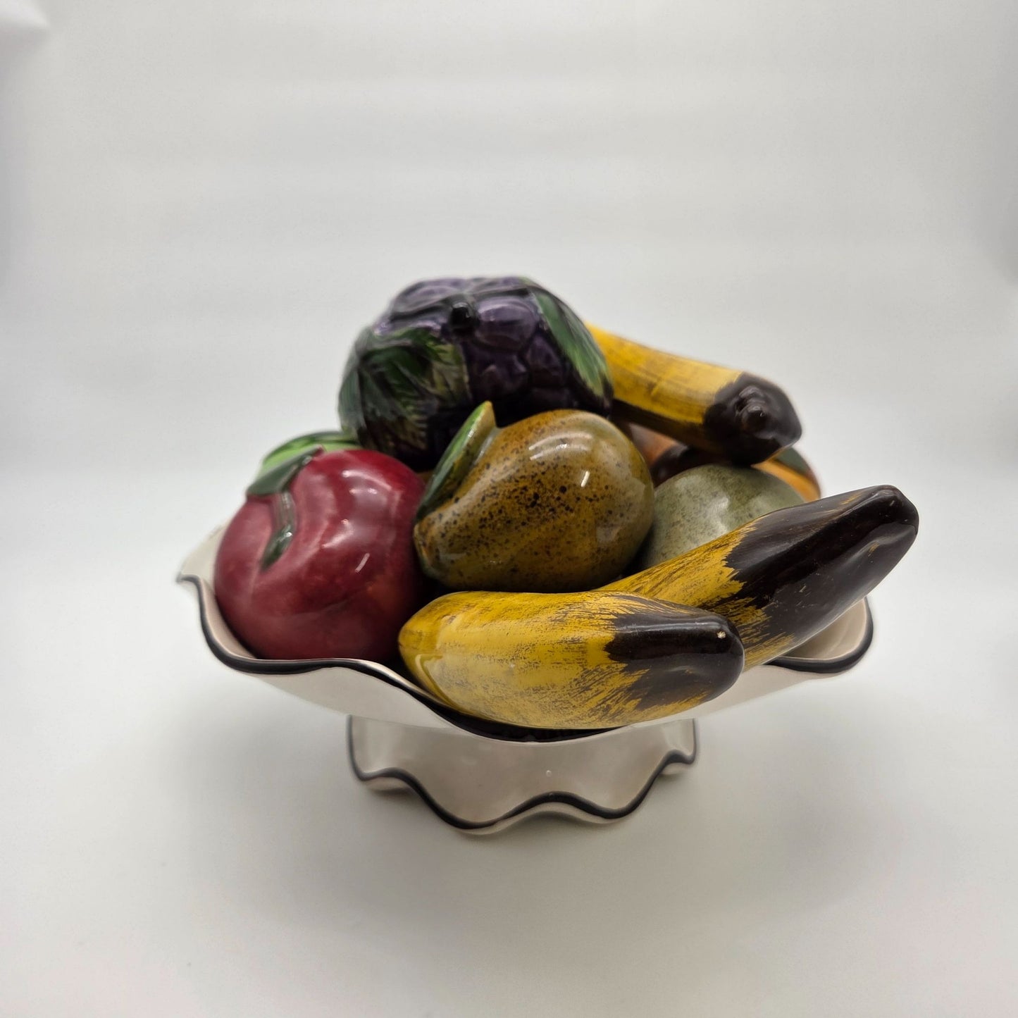 Vintage Majolica Italian Pottery Trompe L'oeil Fruit Bowl