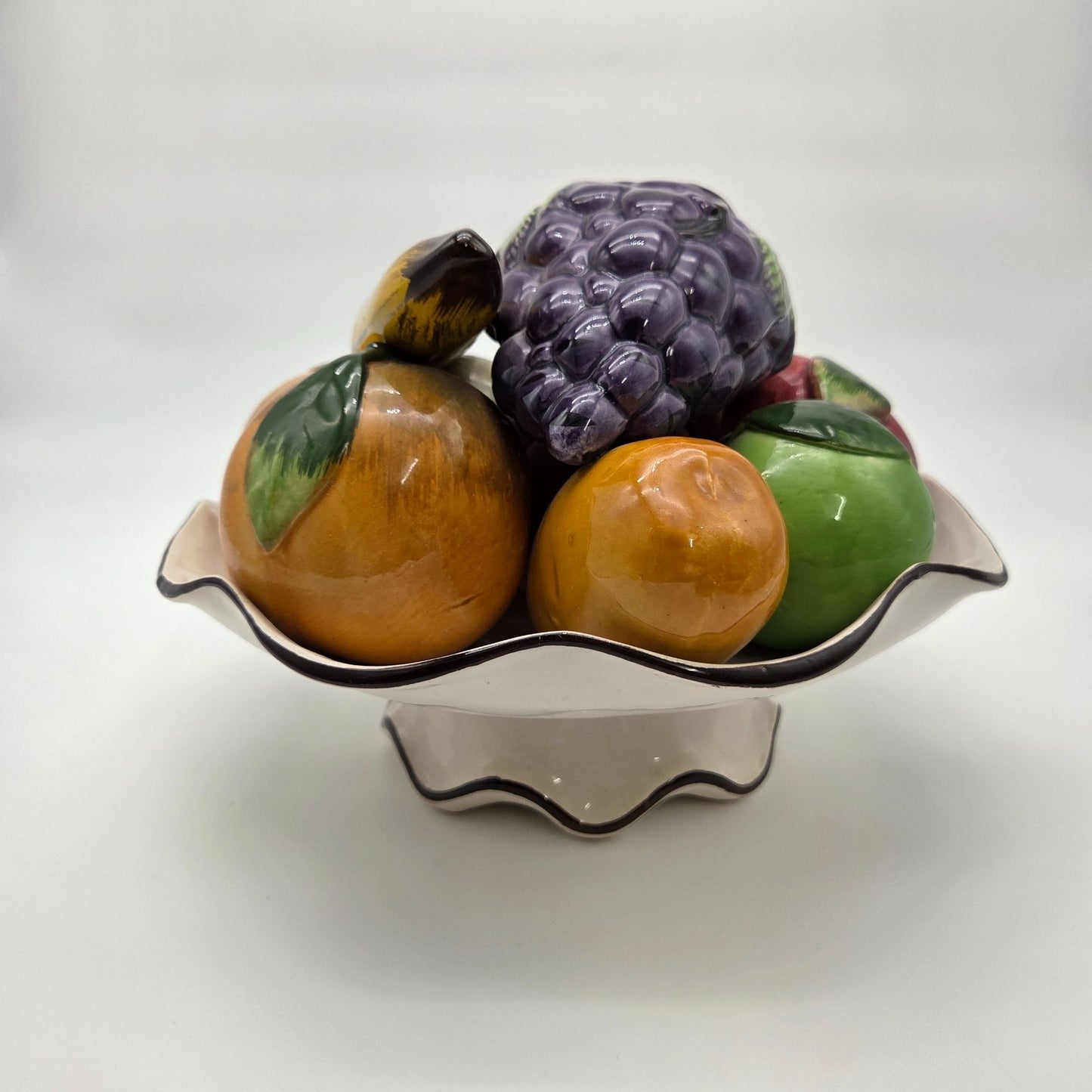 Vintage Majolica Italian Pottery Trompe L'oeil Fruit Bowl