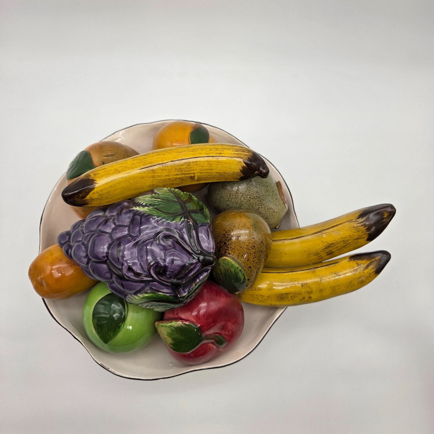 Vintage Majolica Italian Pottery Trompe L'oeil Fruit Bowl