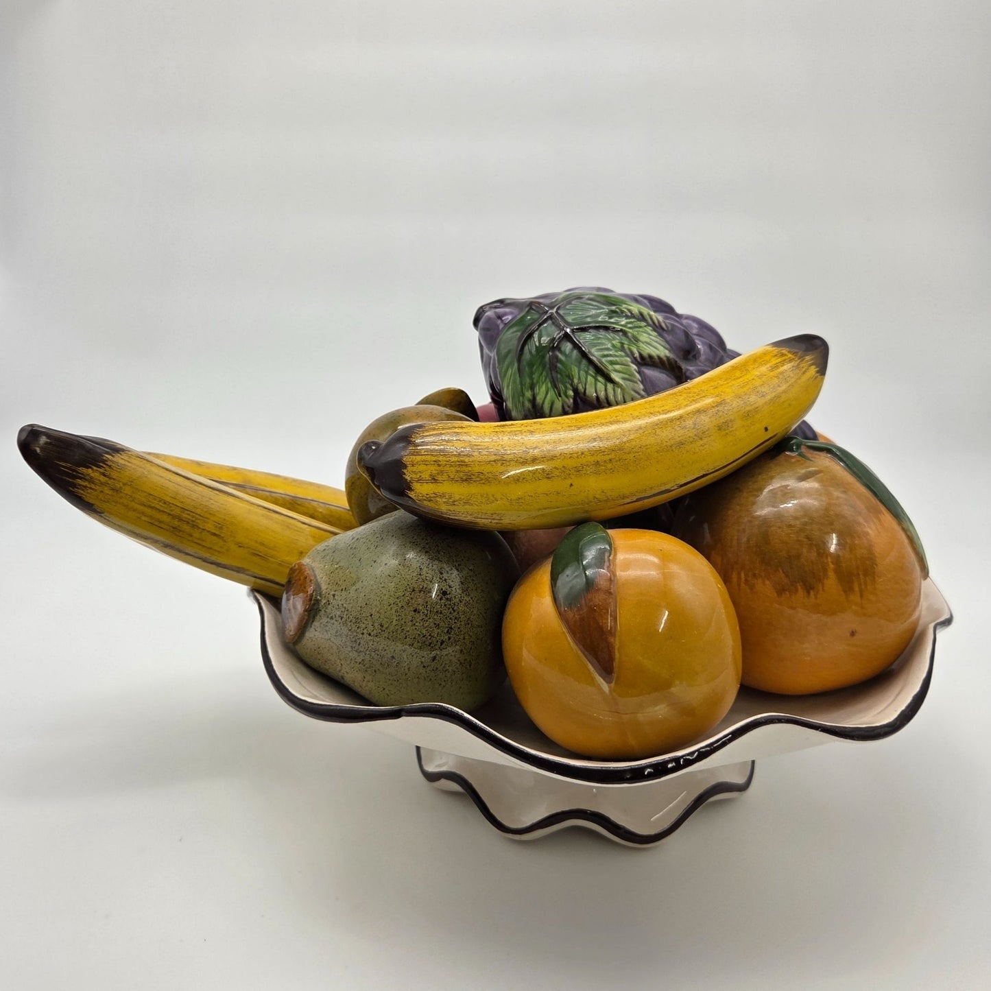 Vintage Majolica Italian Pottery Trompe L'oeil Fruit Bowl