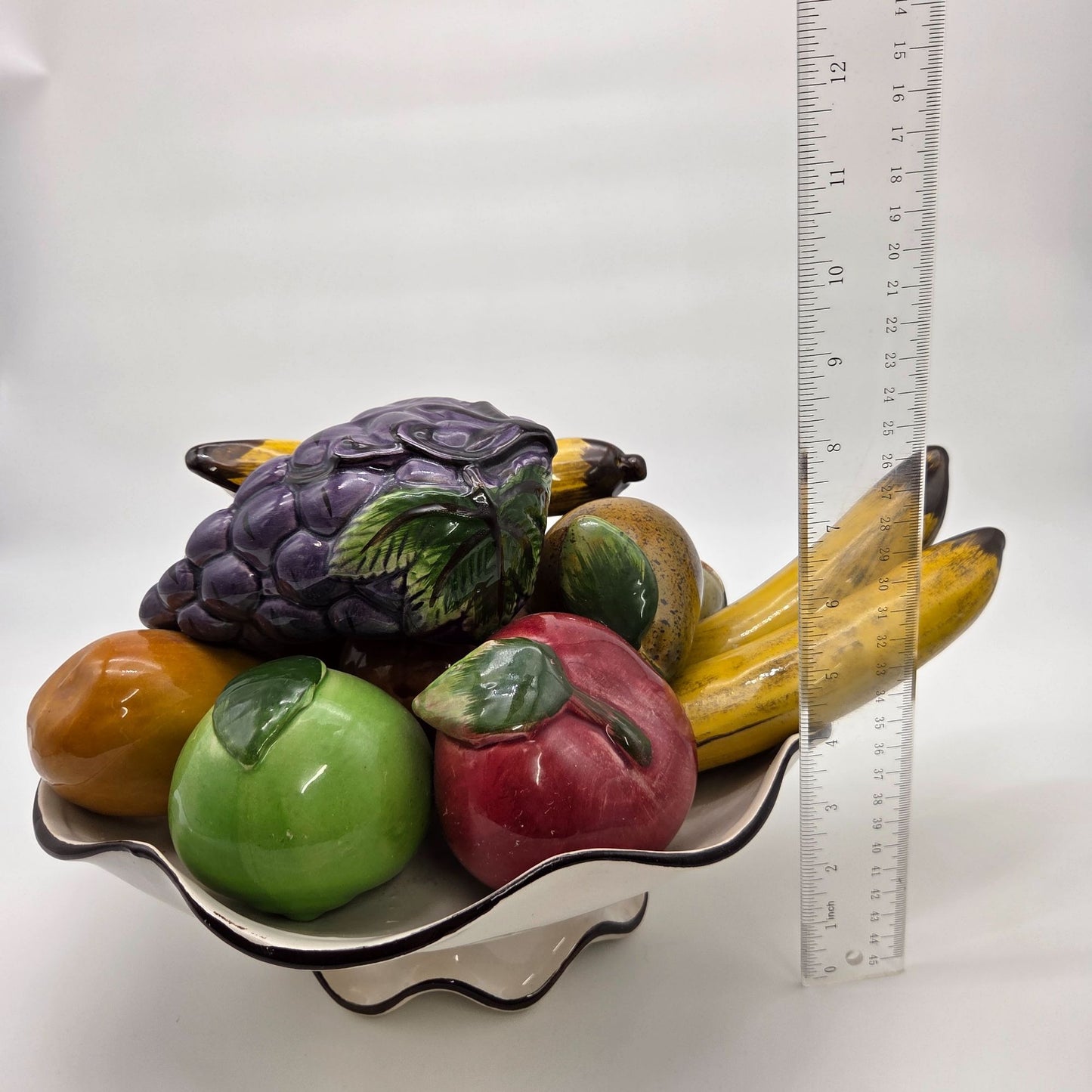 Vintage Majolica Italian Pottery Trompe L'oeil Fruit Bowl
