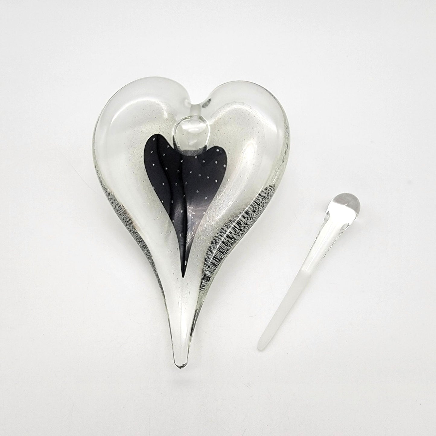 Vintage Michael Nourot Art Glass Heart Perfume Bottle