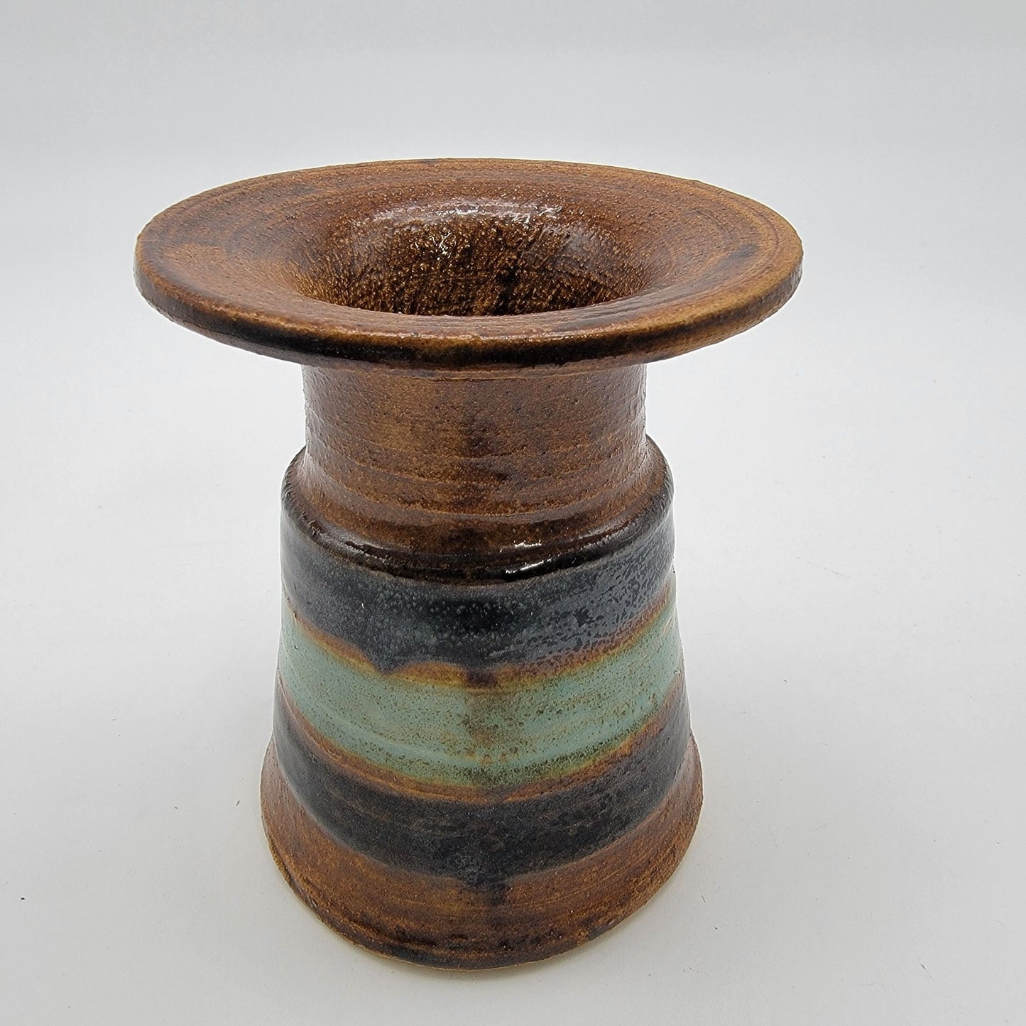 Signed 1981 Art Pottery Vase With Flared Rim & Earthy Glaze