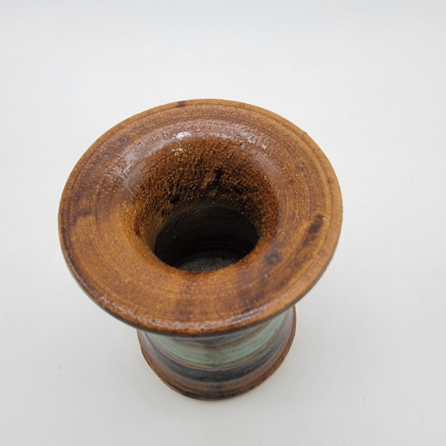 Signed 1981 Art Pottery Vase With Flared Rim & Earthy Glaze