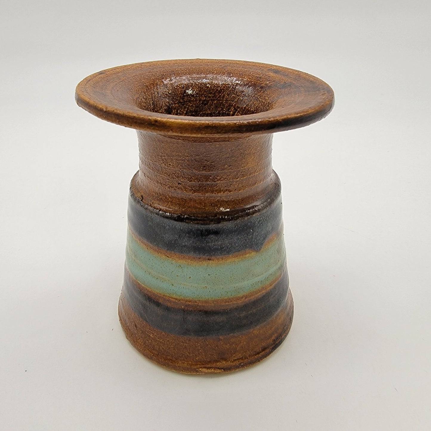 Signed 1981 Art Pottery Vase With Flared Rim & Earthy Glaze