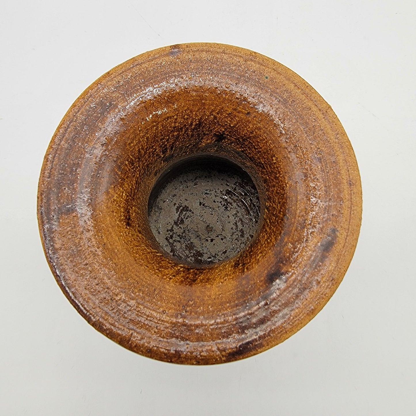 Signed 1981 Art Pottery Vase With Flared Rim & Earthy Glaze