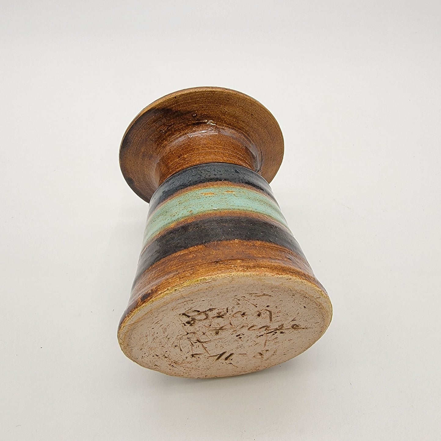 Signed 1981 Art Pottery Vase With Flared Rim & Earthy Glaze