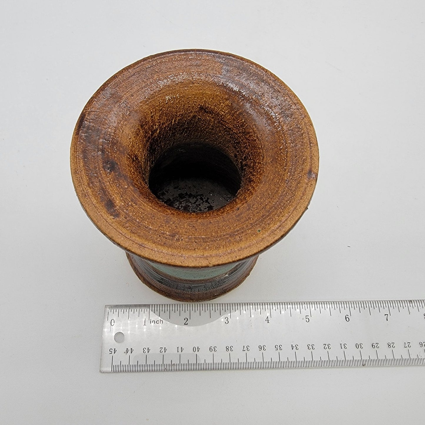 Signed 1981 Art Pottery Vase With Flared Rim & Earthy Glaze